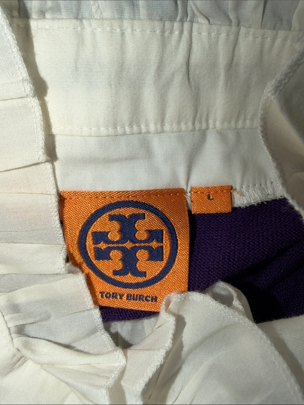 Purple V-Neck Button Cardigan Sweater Tory Burch Size L Merino Wool - Picture 7 of 7